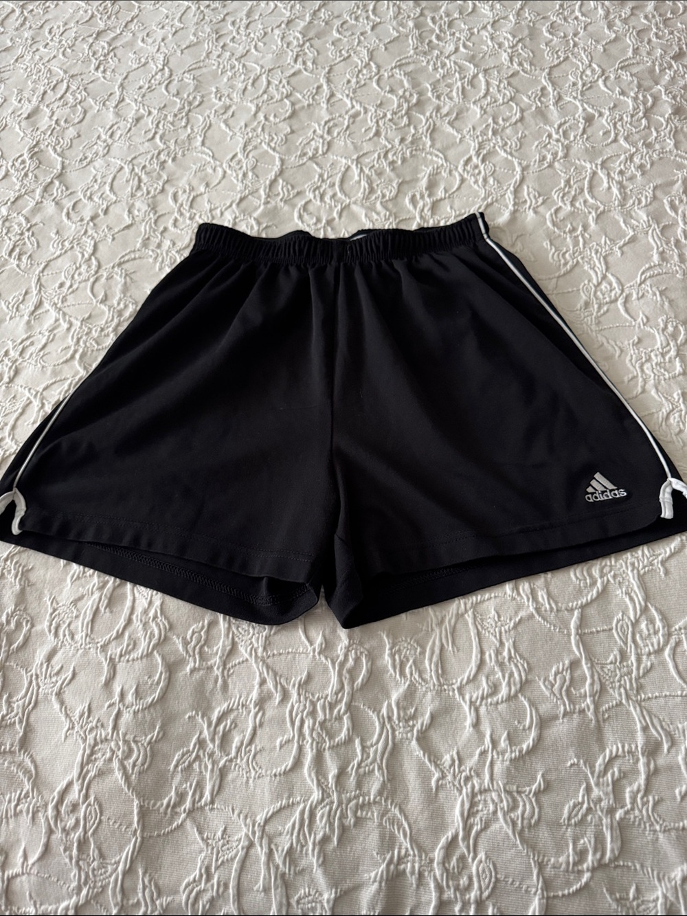 adidas Black Athletic Shorts with White Piping
